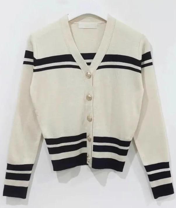 Pre Order:  Striped Slim Fit Knitted Cardigan