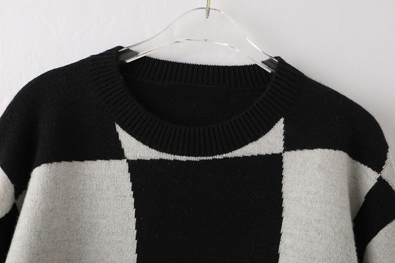 Pre Order:  Checker Hearts Loose Knit Sweater