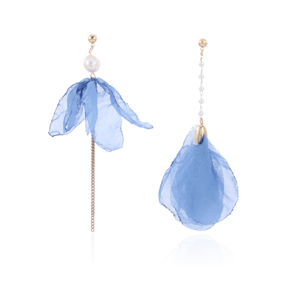 Pre Order:  Long Tassel Flower Pearl Asymmetric Earrings