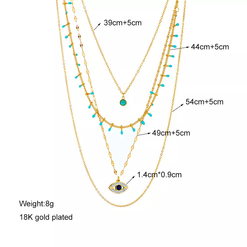 Pre Order:  Eye Charm Quadruplet Chain Necklace