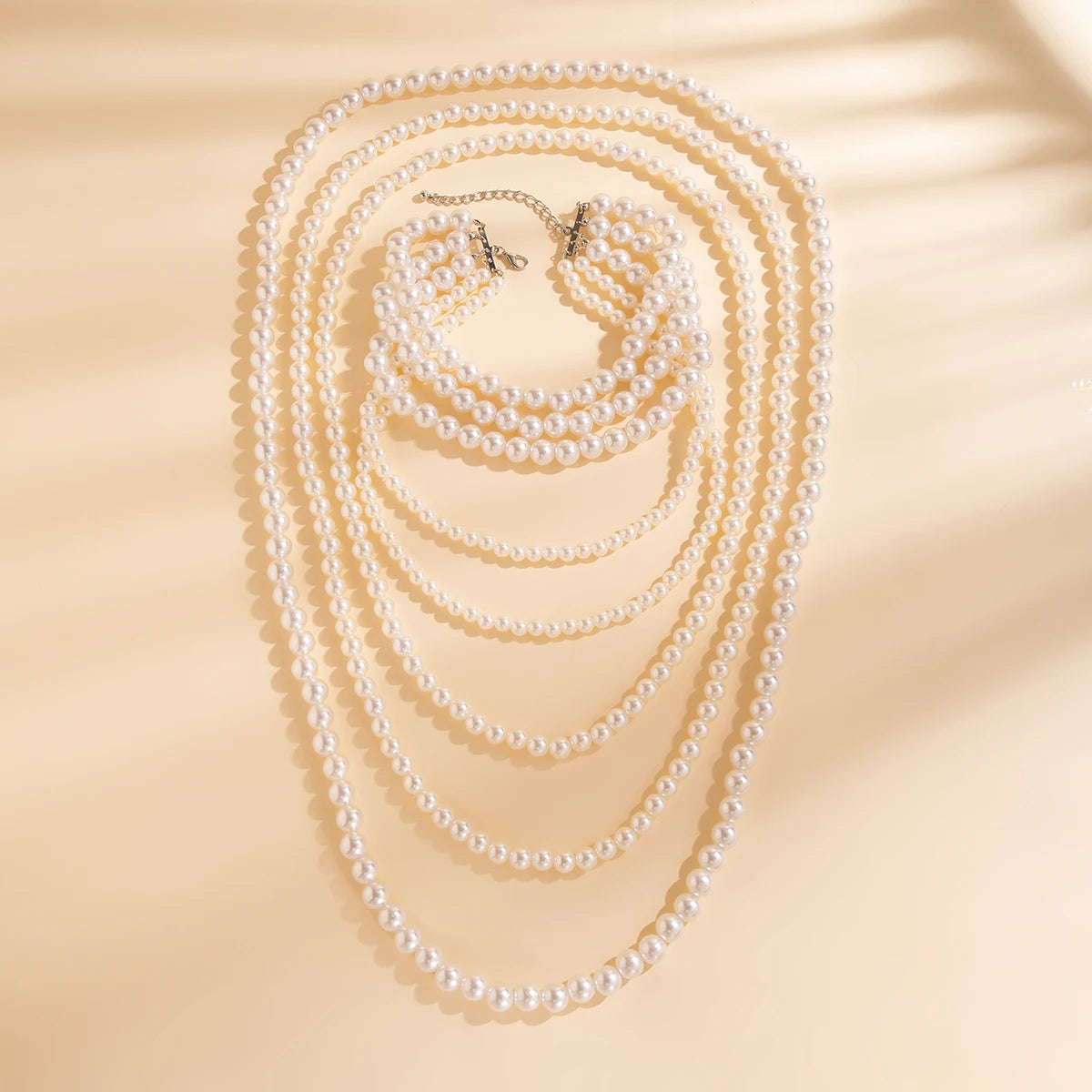 Pre Order:  Elegant Multi-Layer Long Faux Pearl Necklace