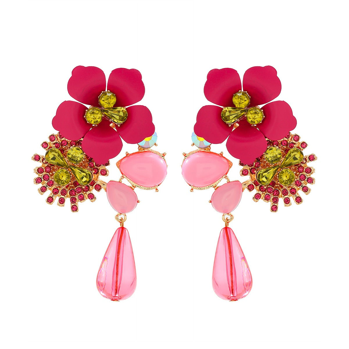 Pre Order:  Resin Flower Diamond Studded Retro Earrings