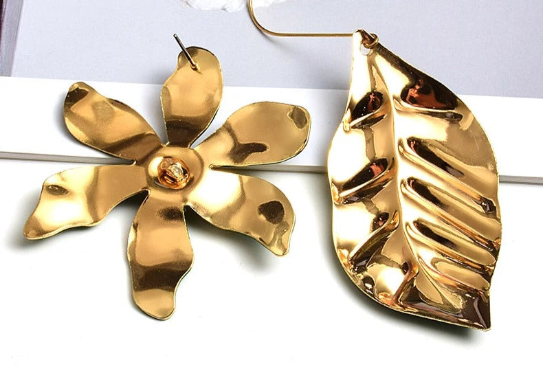 Pre Order:  Flower Leaf Hook Stud Earrings