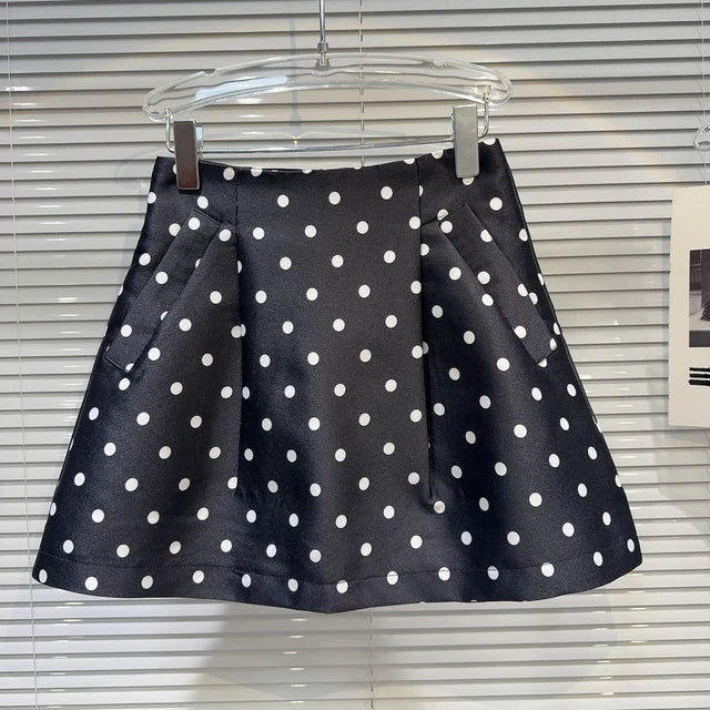 Polka Dot A-Line Hip Wrap Skirt