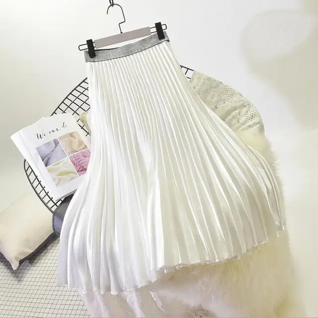 Pre Order:  Classic Solid High-Waist Pleated Skirt