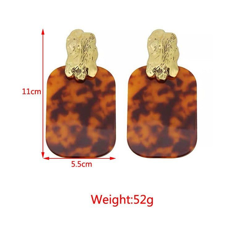 Pre Order:  Exaggerated Resin Leopard Print Square Clip On Earrings