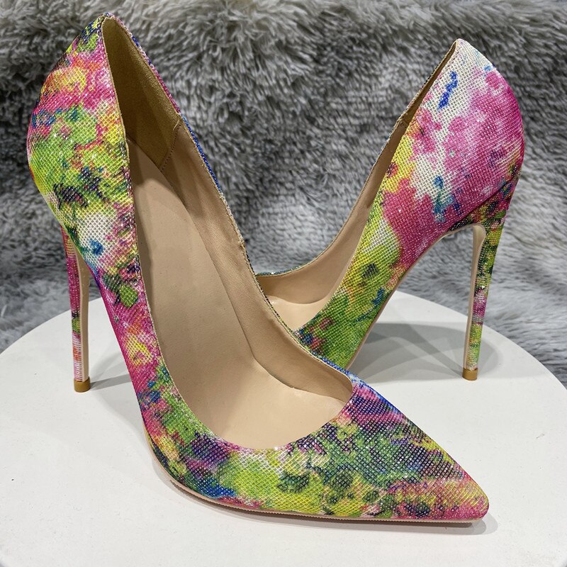 Pre Order:  Floral Sequined Pointed-Toe Pumps Shoes