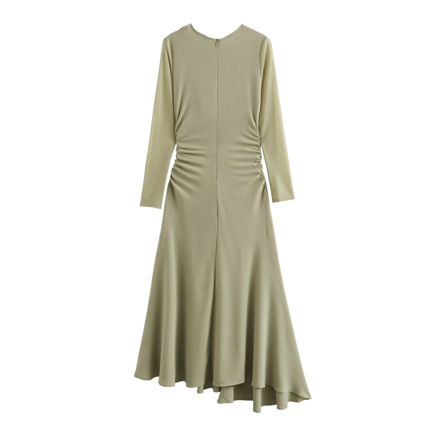 Pre Order: Pleated Irregular Long Sleeved Midi Dress