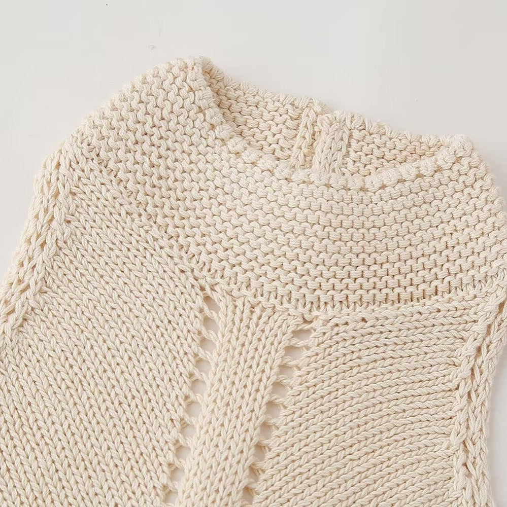 Pre Order: Solid Hollow Knitted Hanging Neck Top