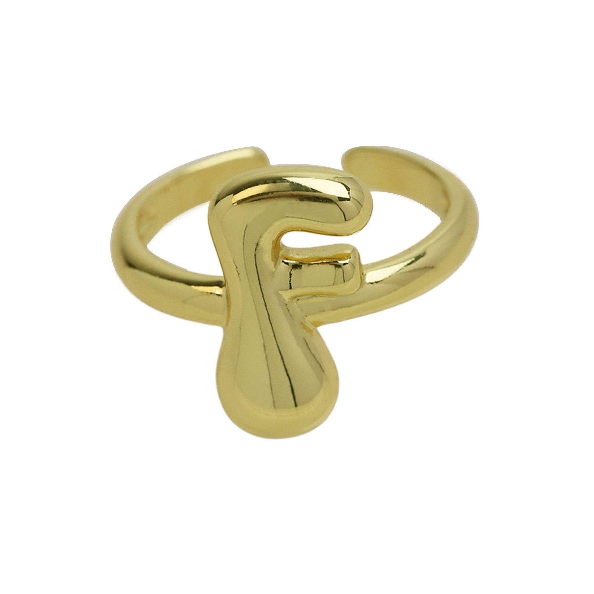 Pre Order: Golden Smooth Bubble Balloon Chubby Alphabet Ring