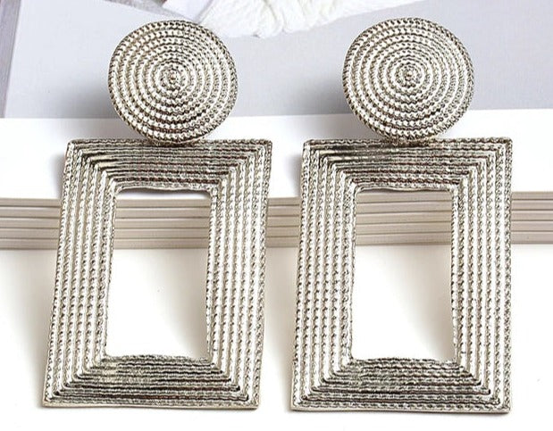 Pre Order:  Rectangular Frame Drop Earrings