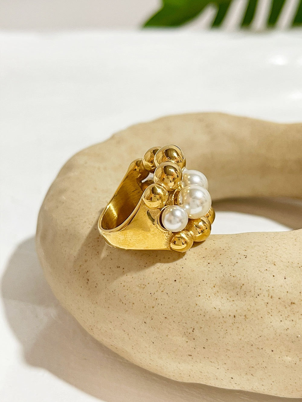 Pre Order:  Faux Pearl Multilayer Orbs Ring