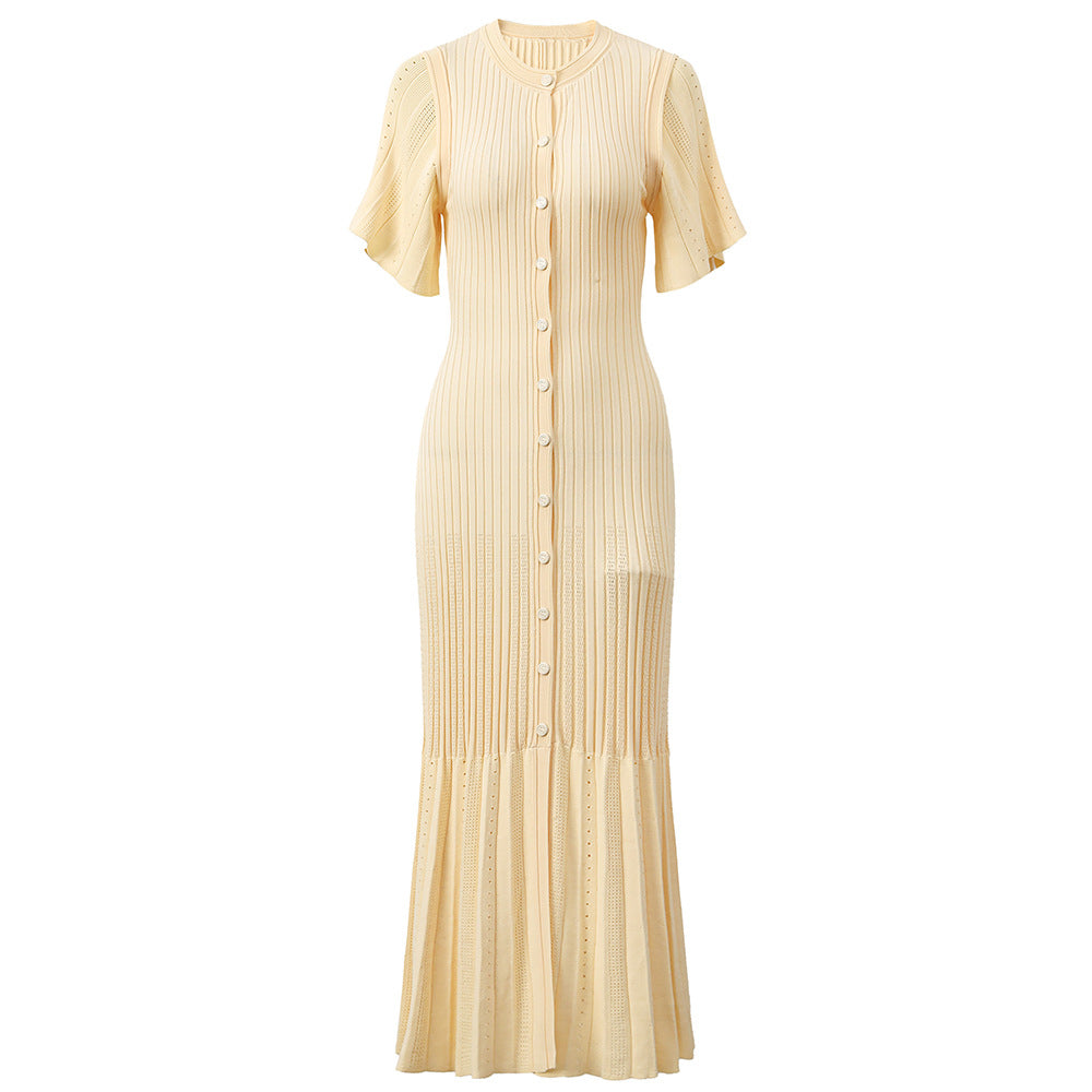 Pre Order:  Elegant Knitted Maxi Pleated Dress