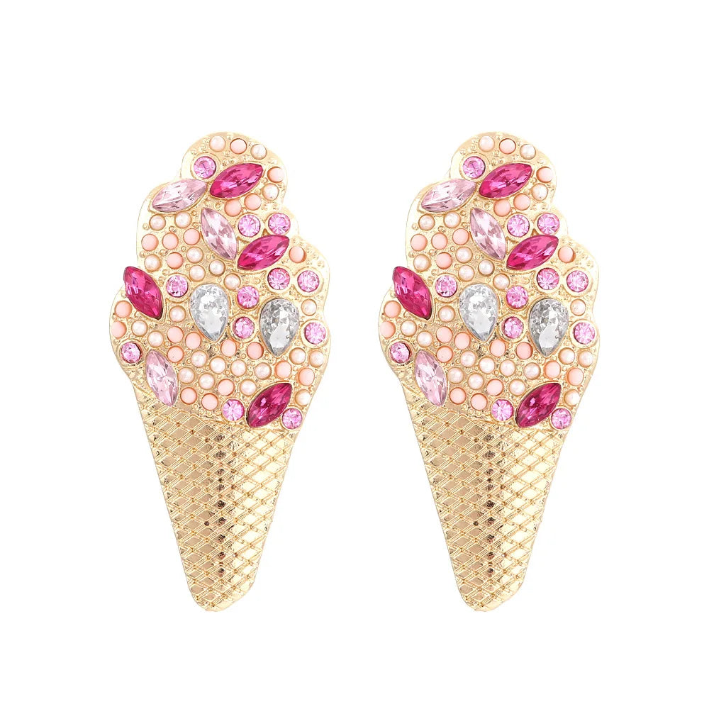 Pre Order:  Ice Cream Cone Rhinestone Earrings