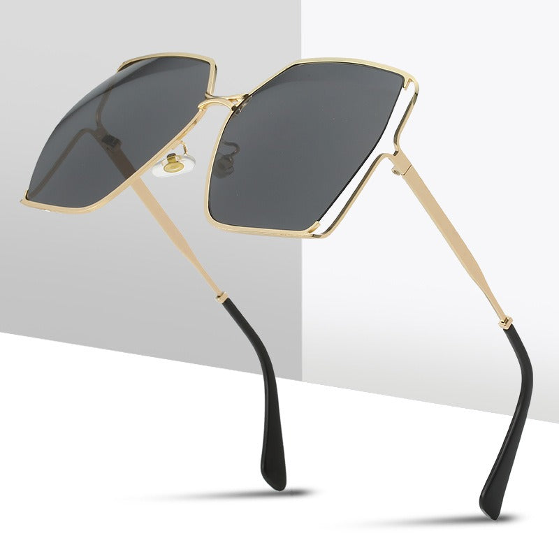 Pre Order:  Large Frame Metal Hollow Sunglasses