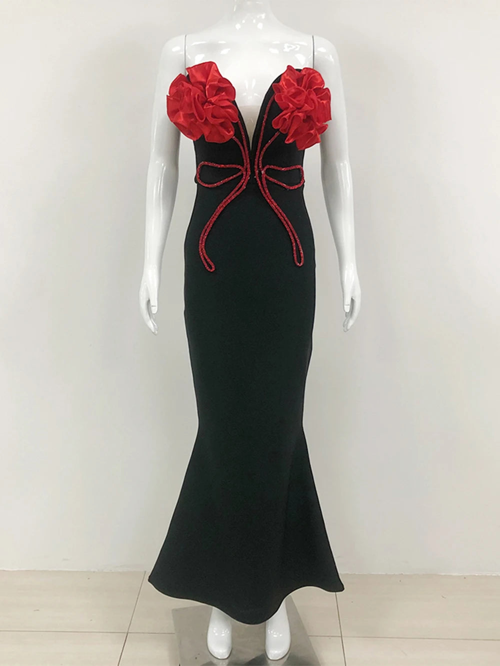 Pre Order: Flower Chain Strapless Long Evening Dress