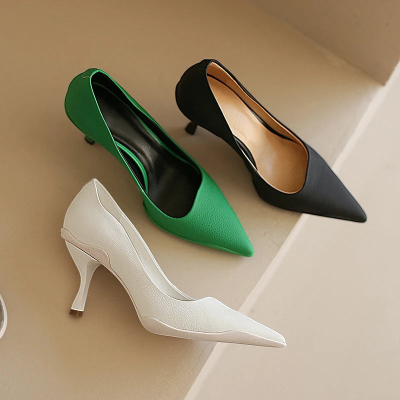 Pre Order:  Classic Pointed Toes Leather Pumps