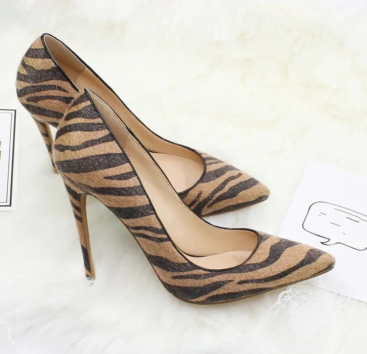 Pre Order:  Textured Brown Zebra Pattern Stilettos