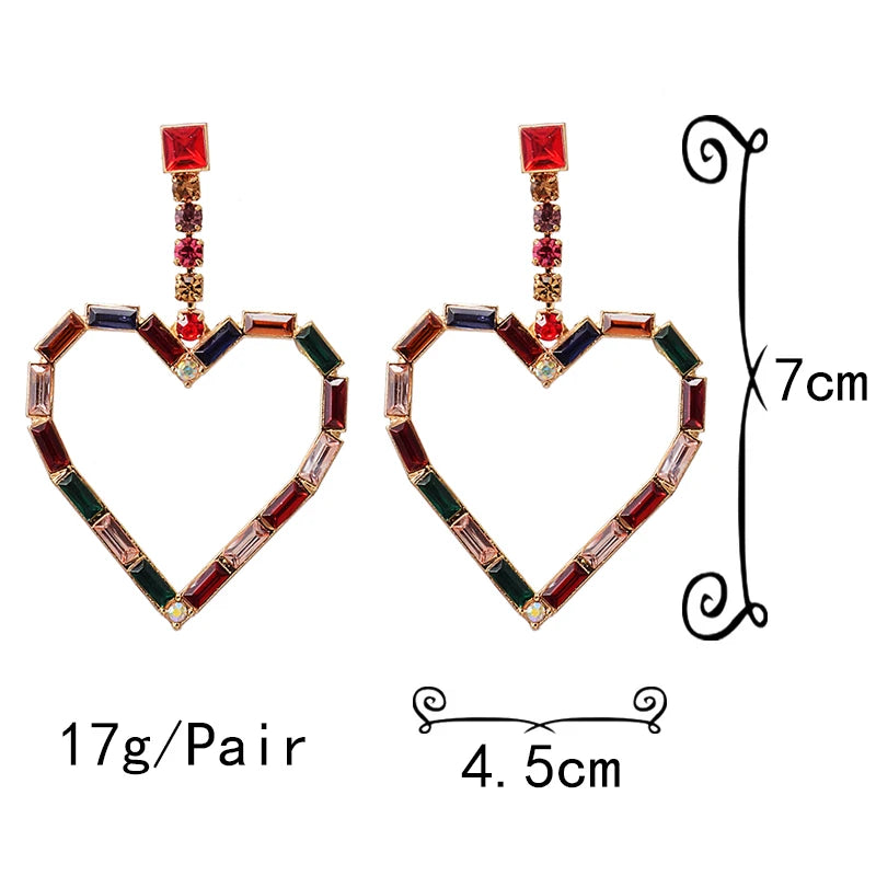 Pre Order:  Rhinestone Hearts Dangling Earrings