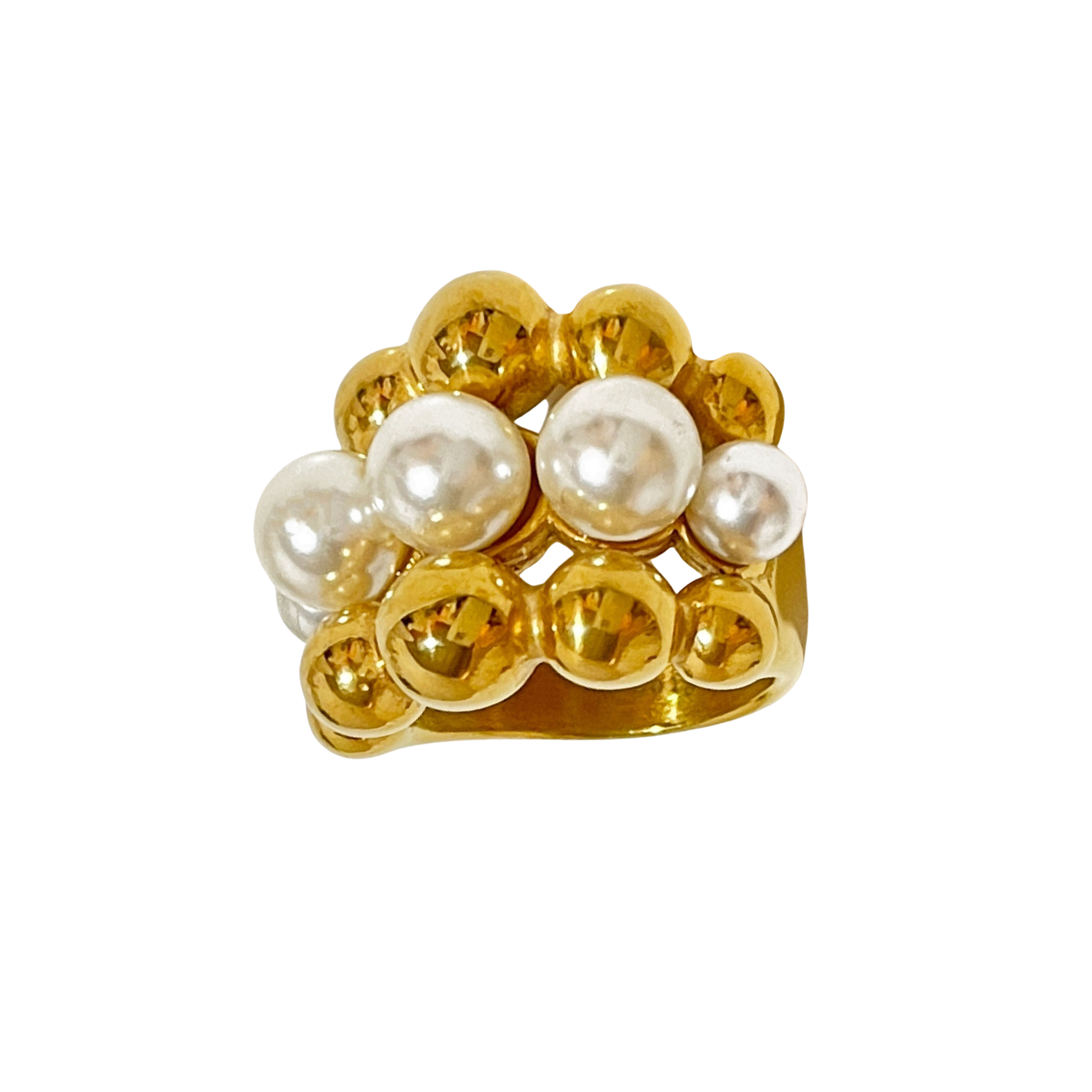 Pre Order:  Faux Pearl Multilayer Orbs Ring