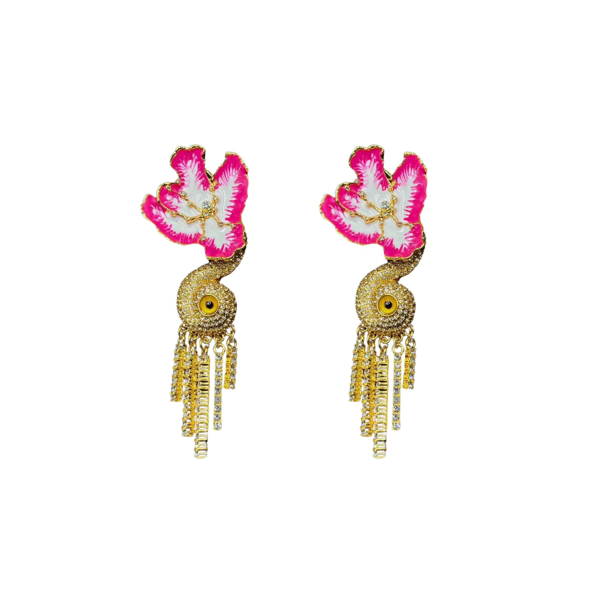 Pink Pansies Curtain Earrings - Pre Order: Ships Feb 29