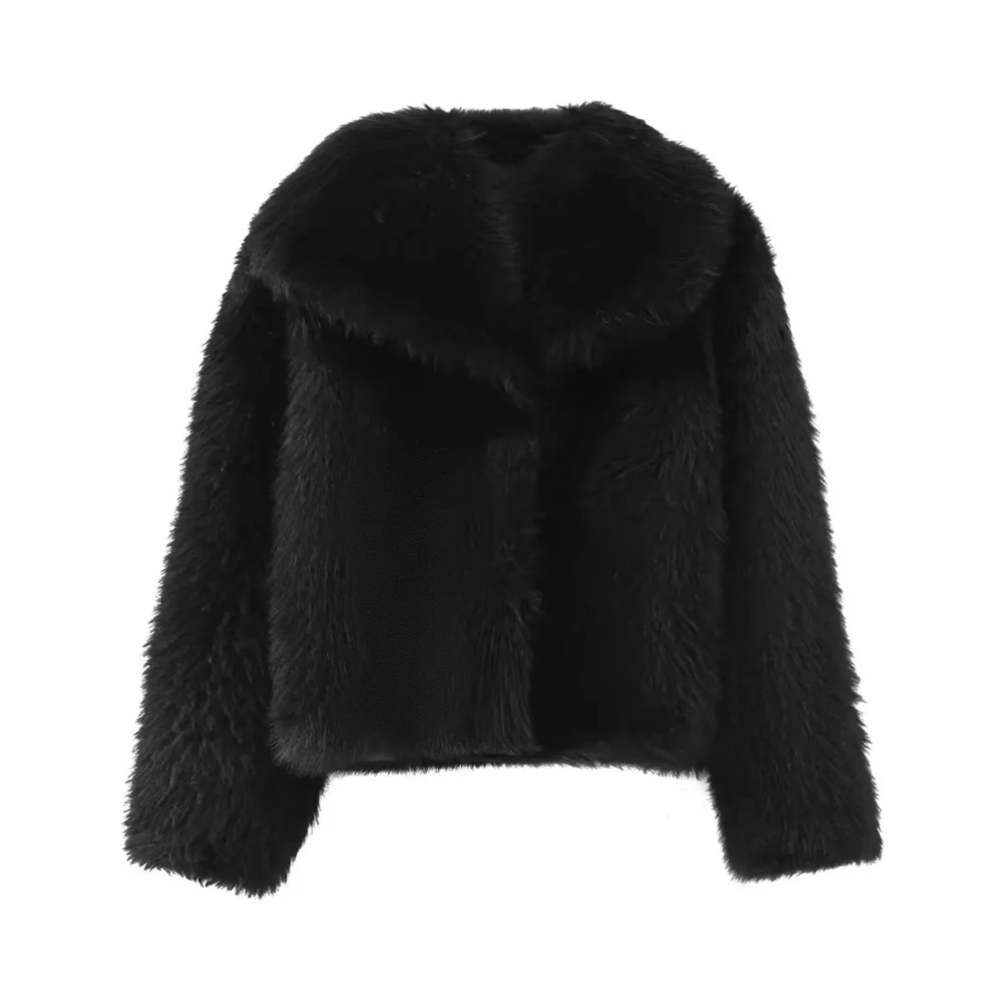 Faux fur short coat black hotsell