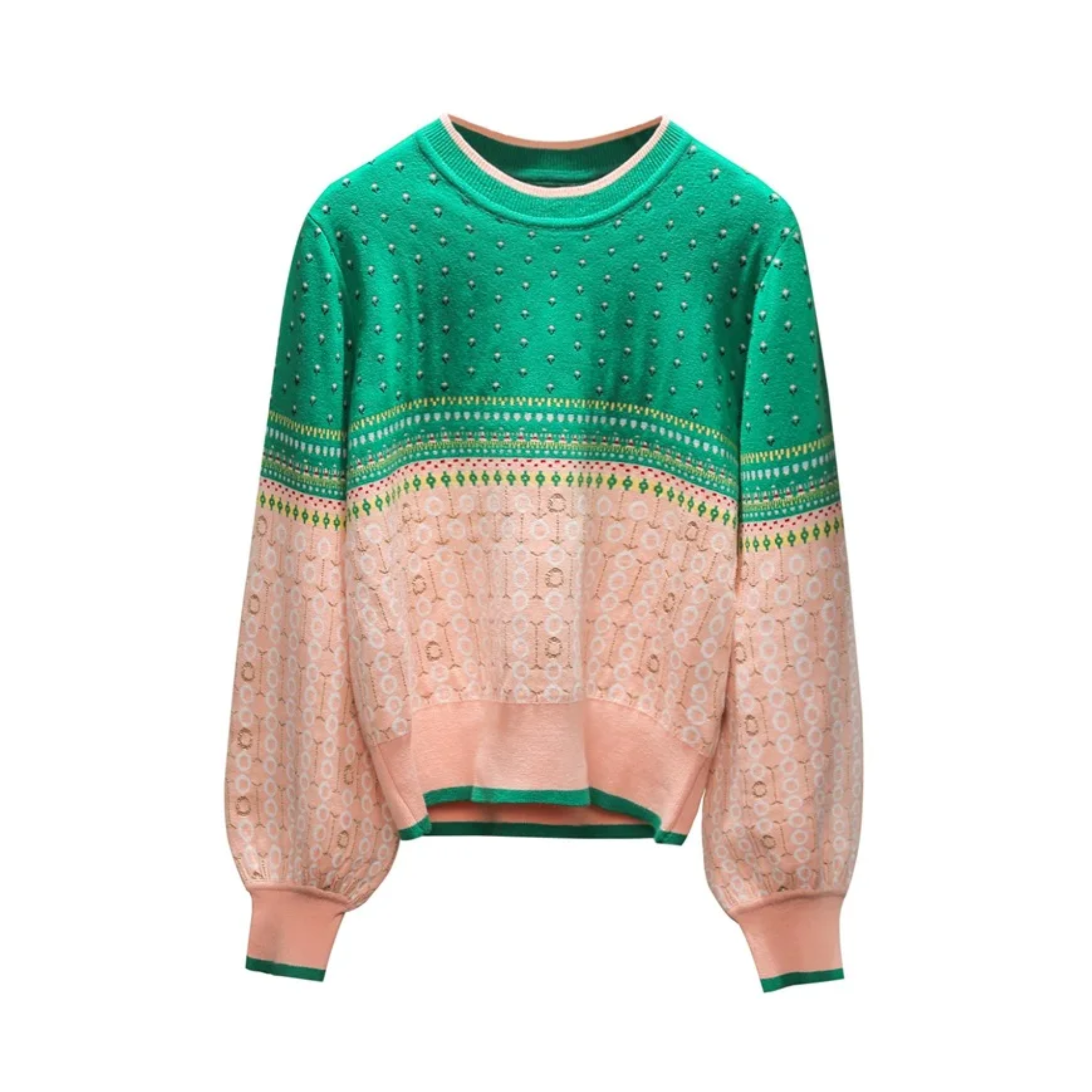 Pre Order:  Floral Cropped Wool Knit Sweater