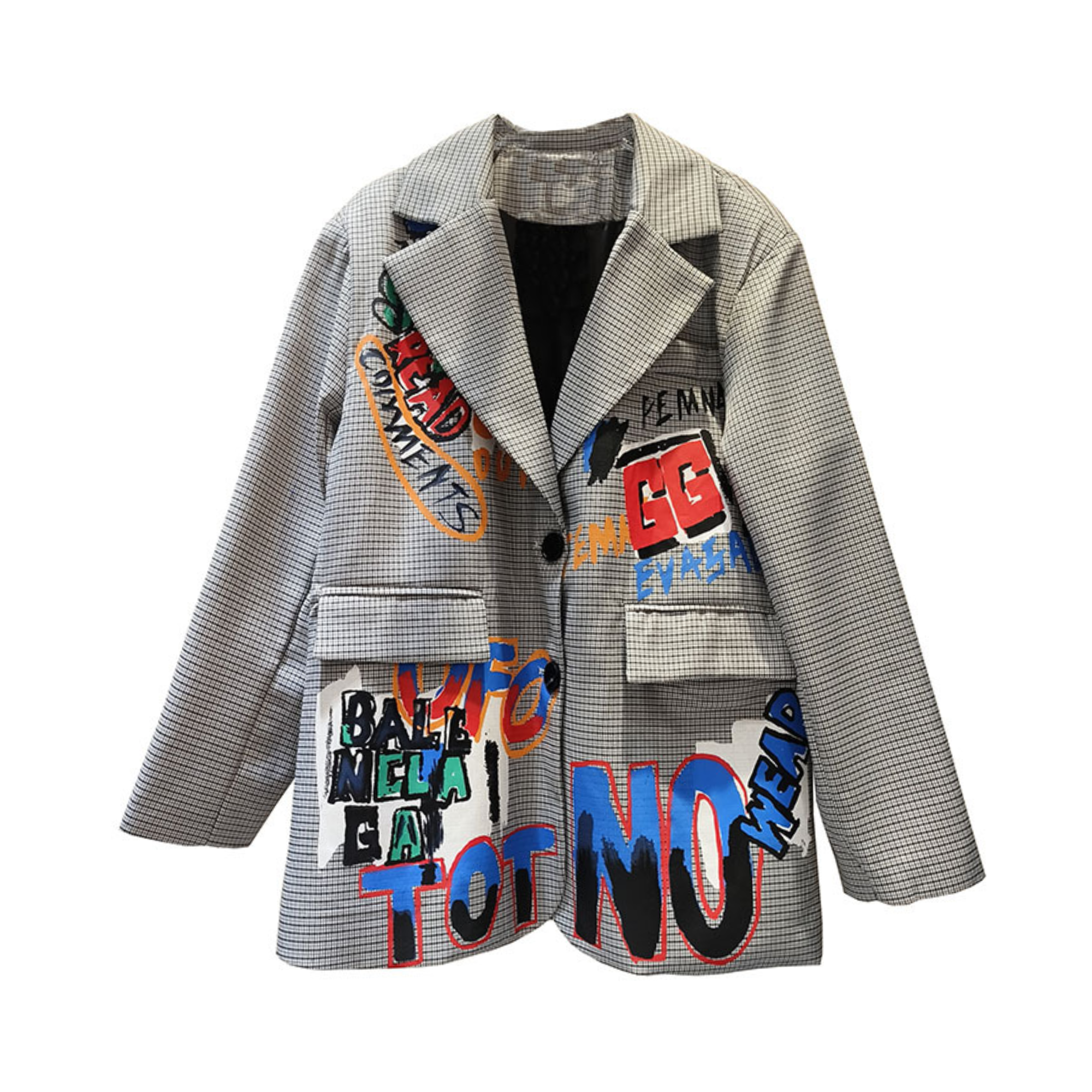 Pre Order:  Graffiti Plaid Loose Fit Blazer