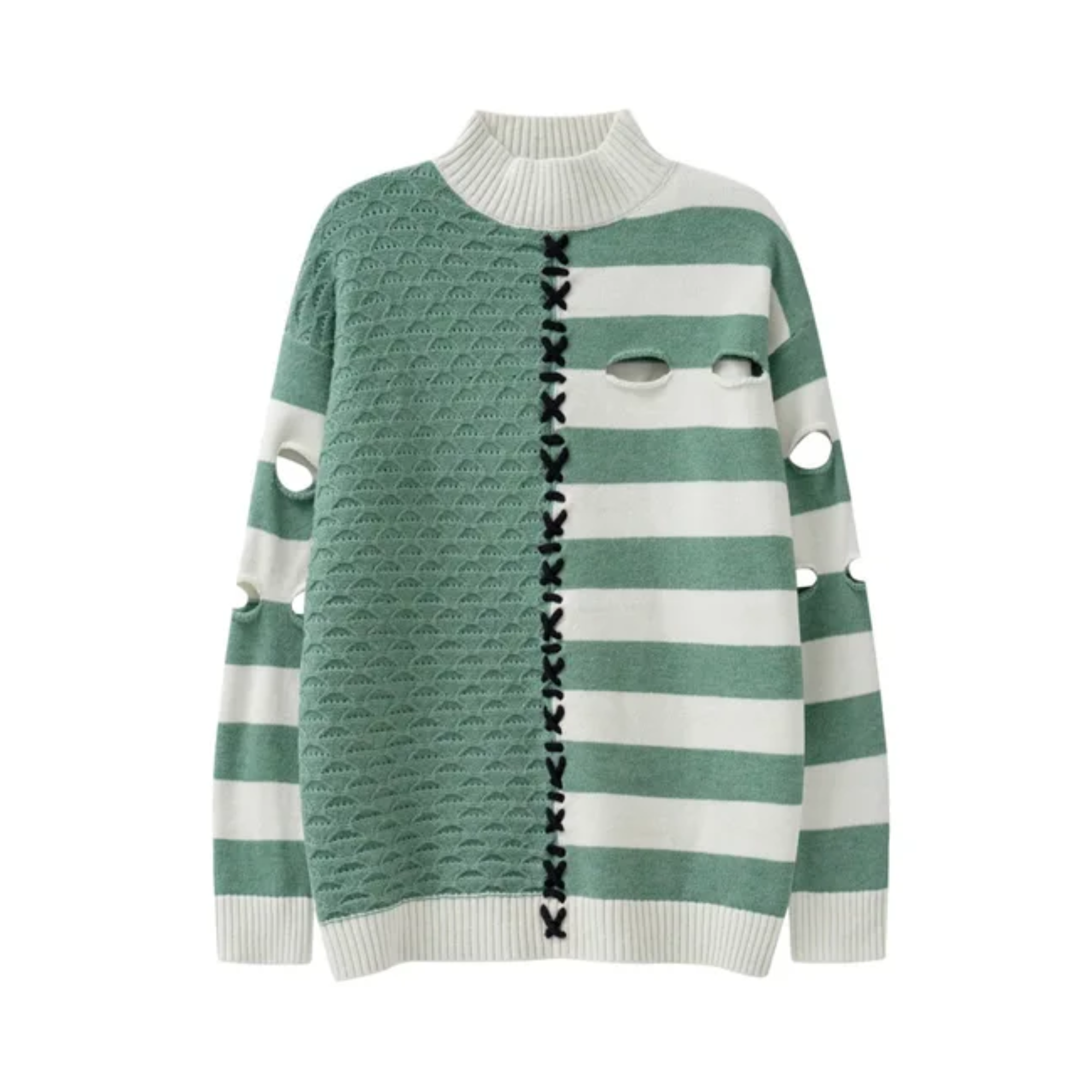 Pre Order:  Cutouts Half Spliced Knit Sweater