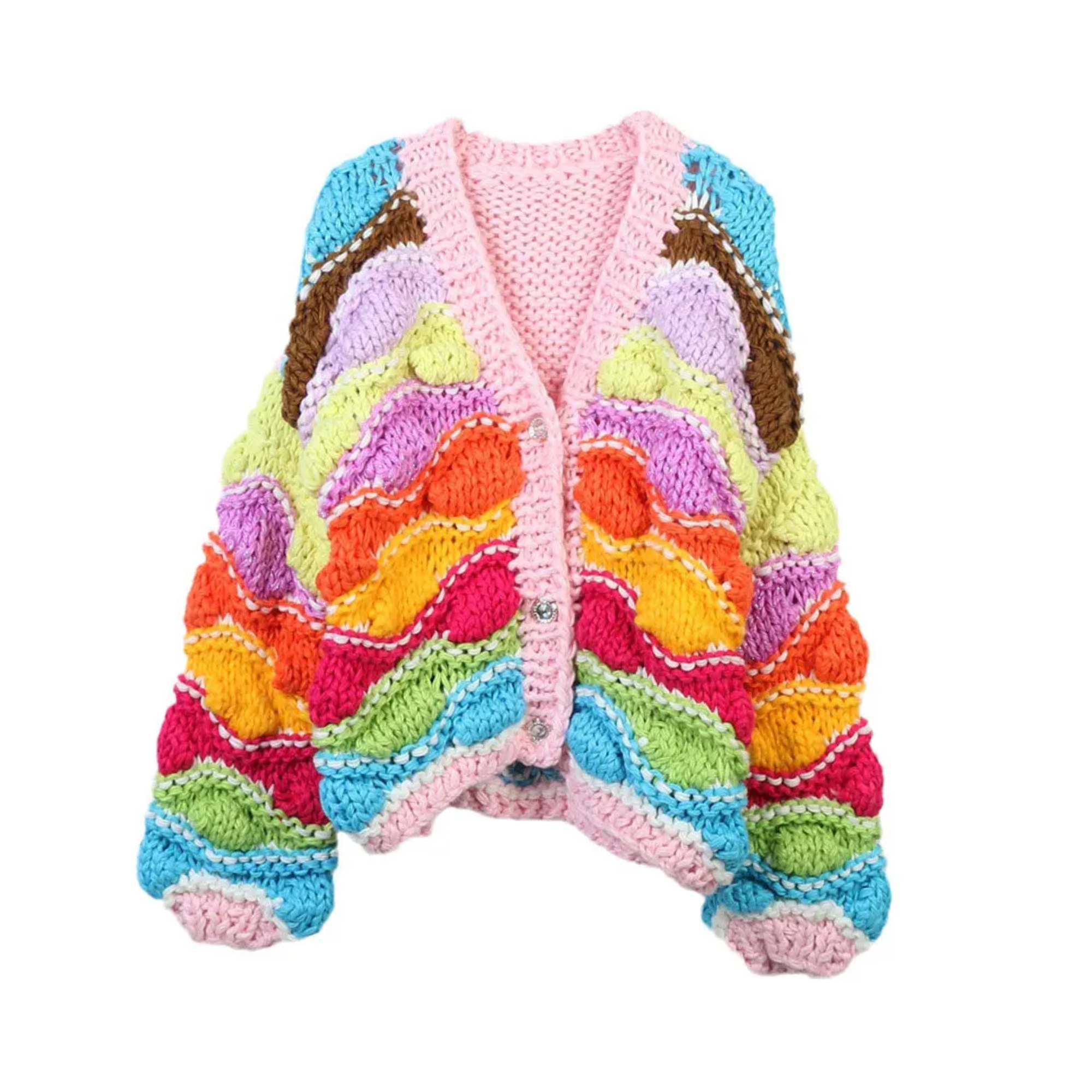 Pre Order:  Colorful Chunky Knit Wool Cardigan