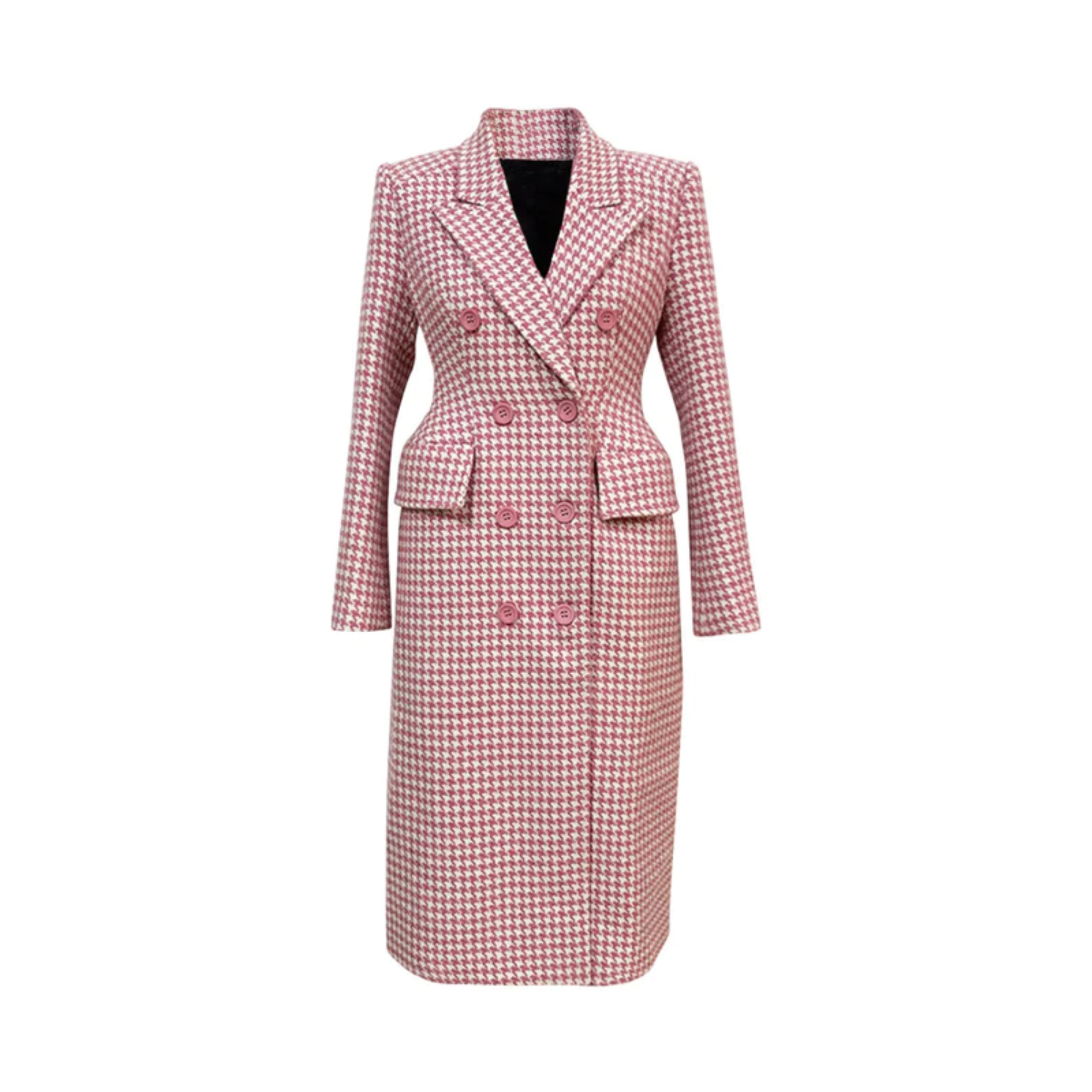 Pre Order:  Houndstooth Peak Lapel Coat