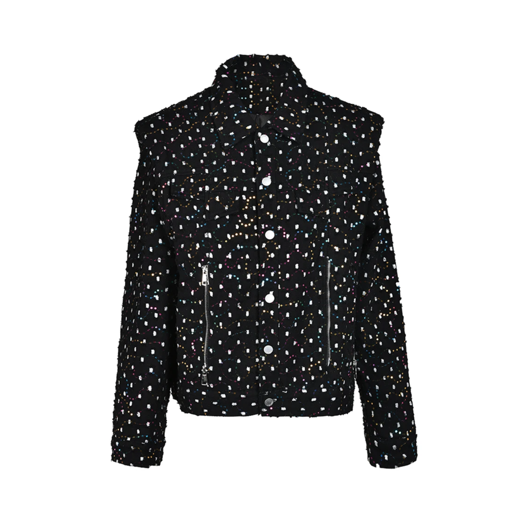 Pre Order:  Sequins Overstitch Deco Denim Jacket