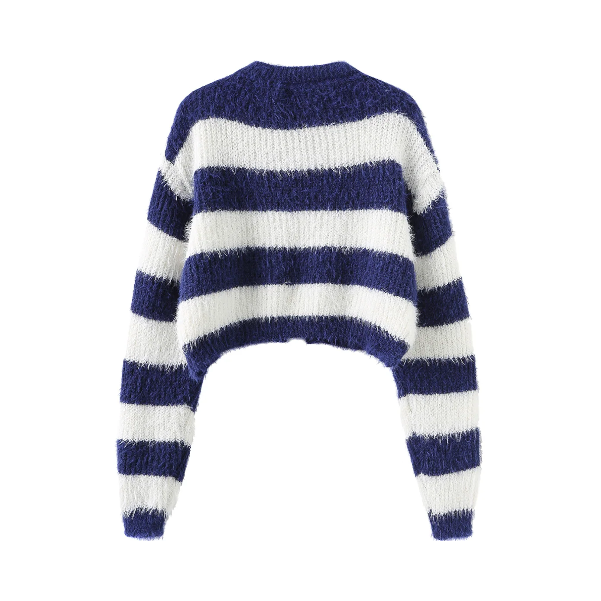 Pre Order:  Faux Fur Stripes Knit Cardigan