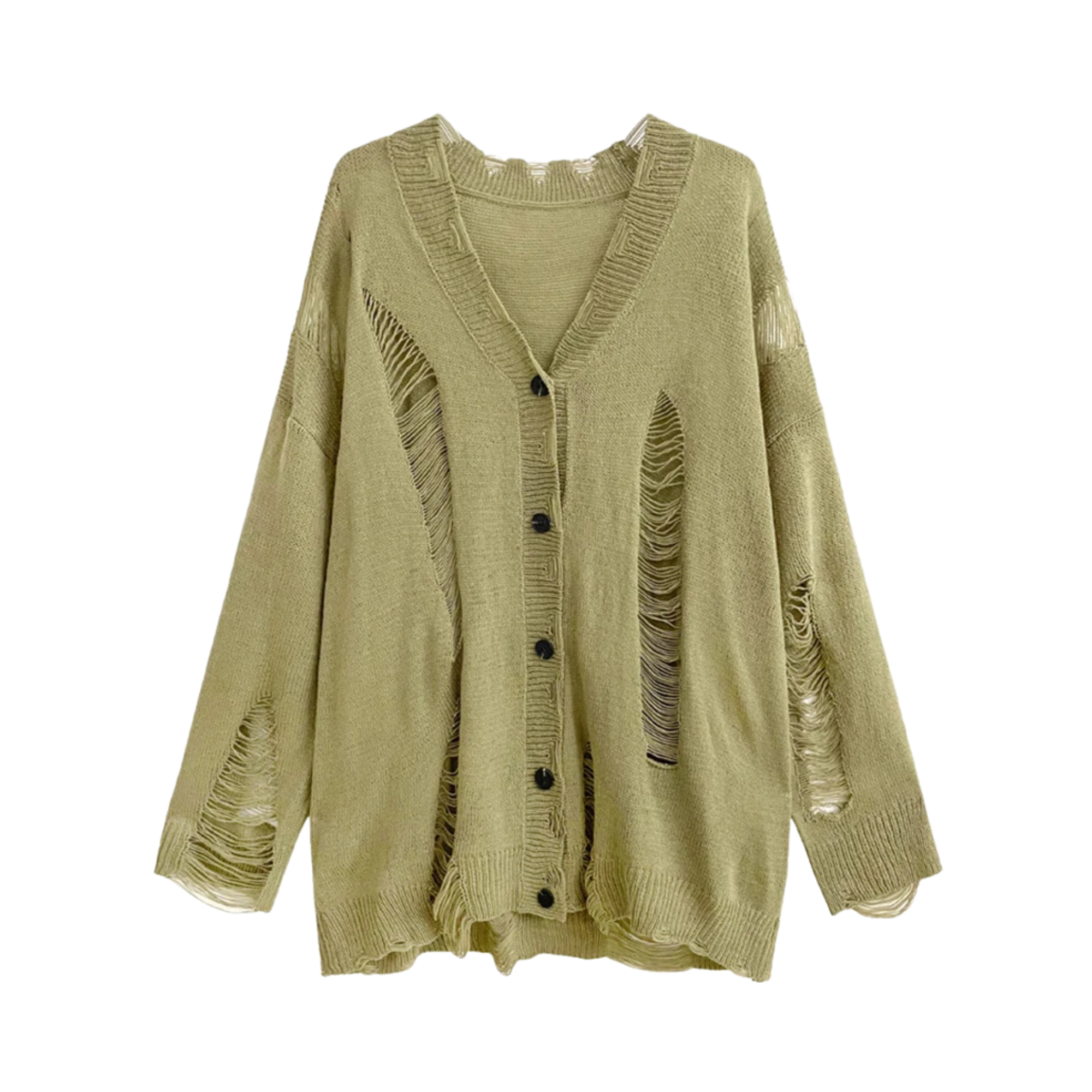 Extreme Distressed Loose Knit Cardigan - Pre Order: Ships Feb 29