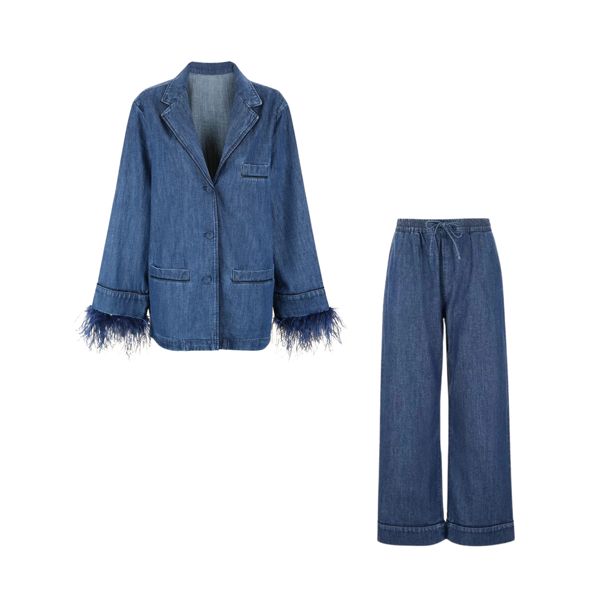 Pre Order:  Fringed Blazer+Ankle-Length Pants Set