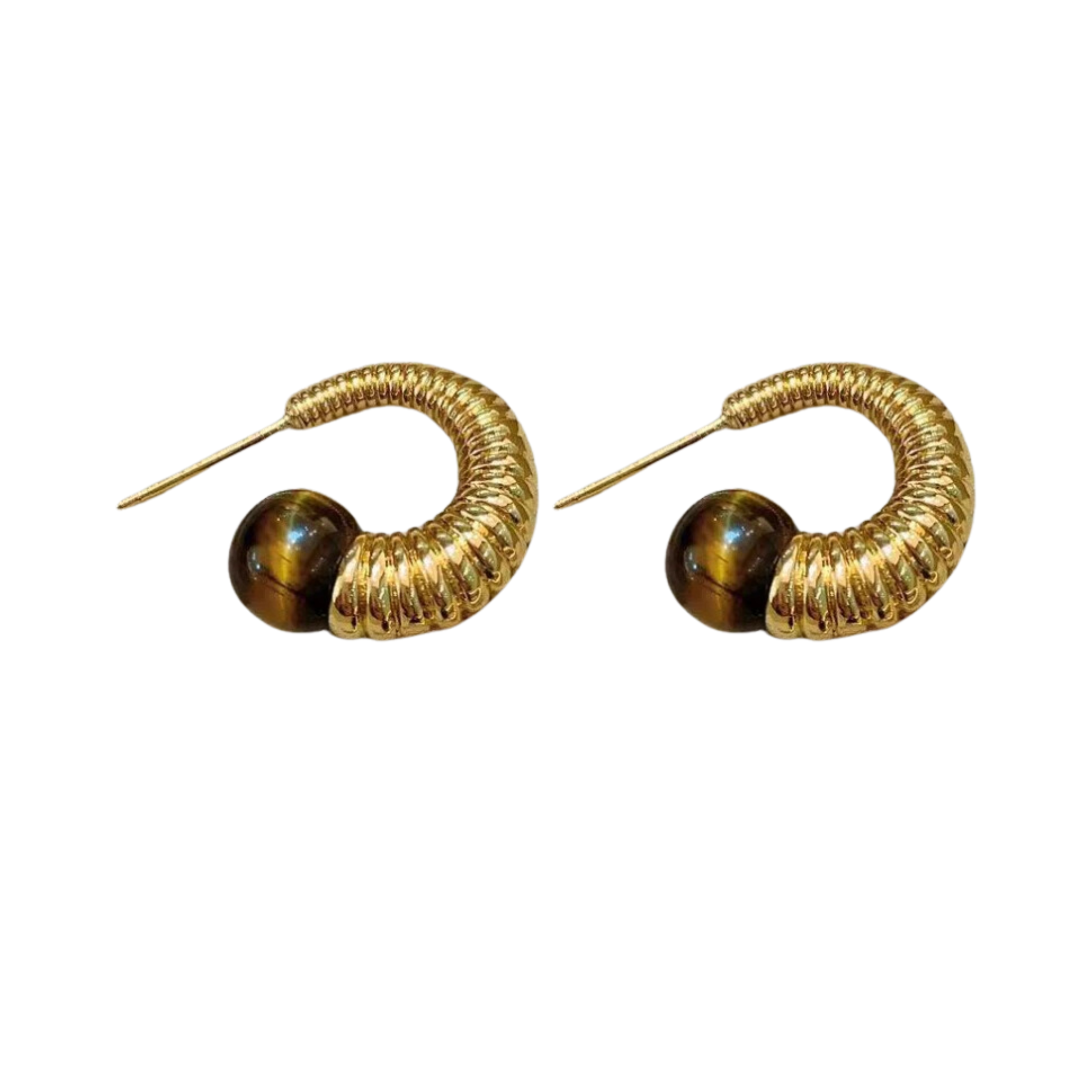 Pre Order:  Brown Stone Textured Hook Earrings