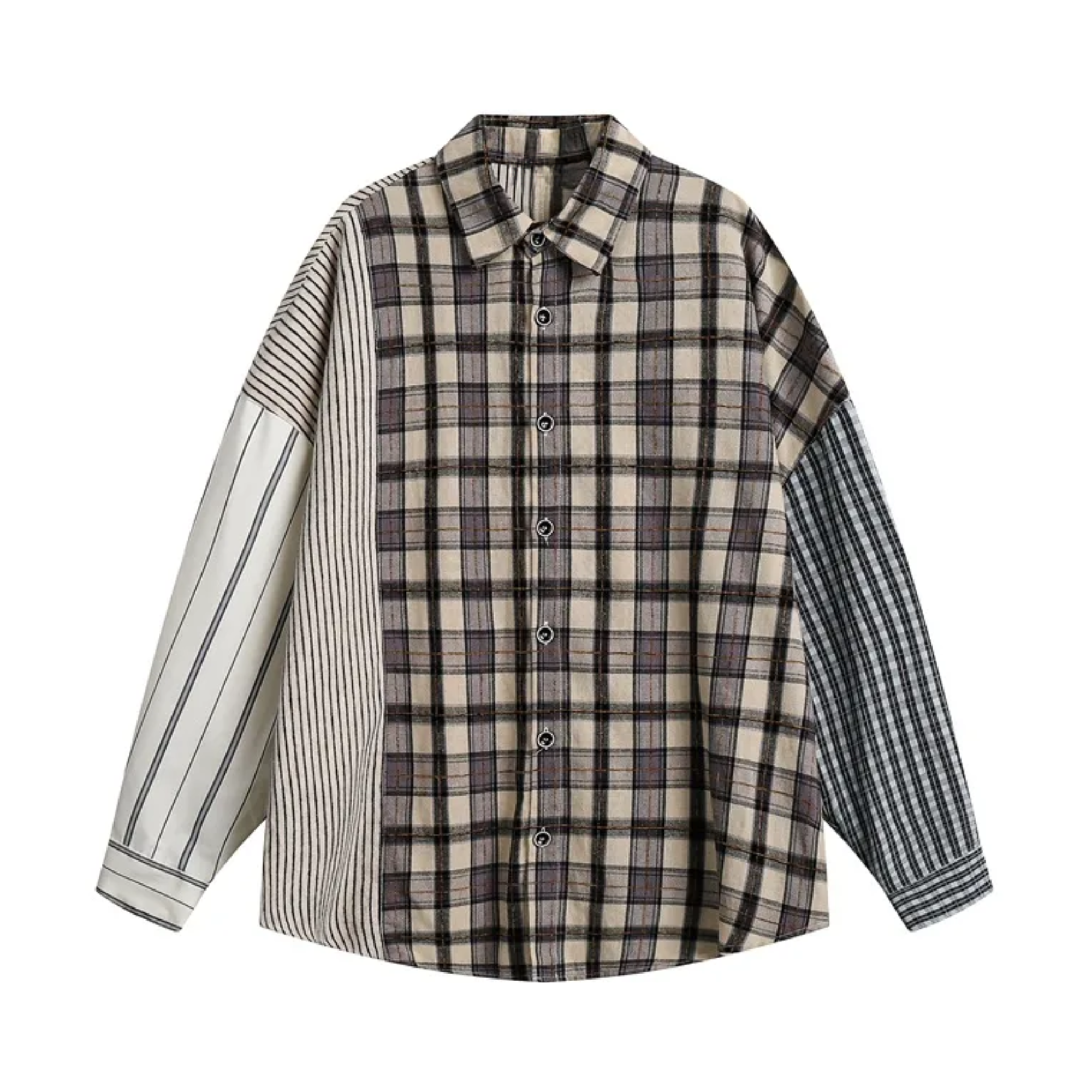 Mix Stripes Plaids Cotton Shirt