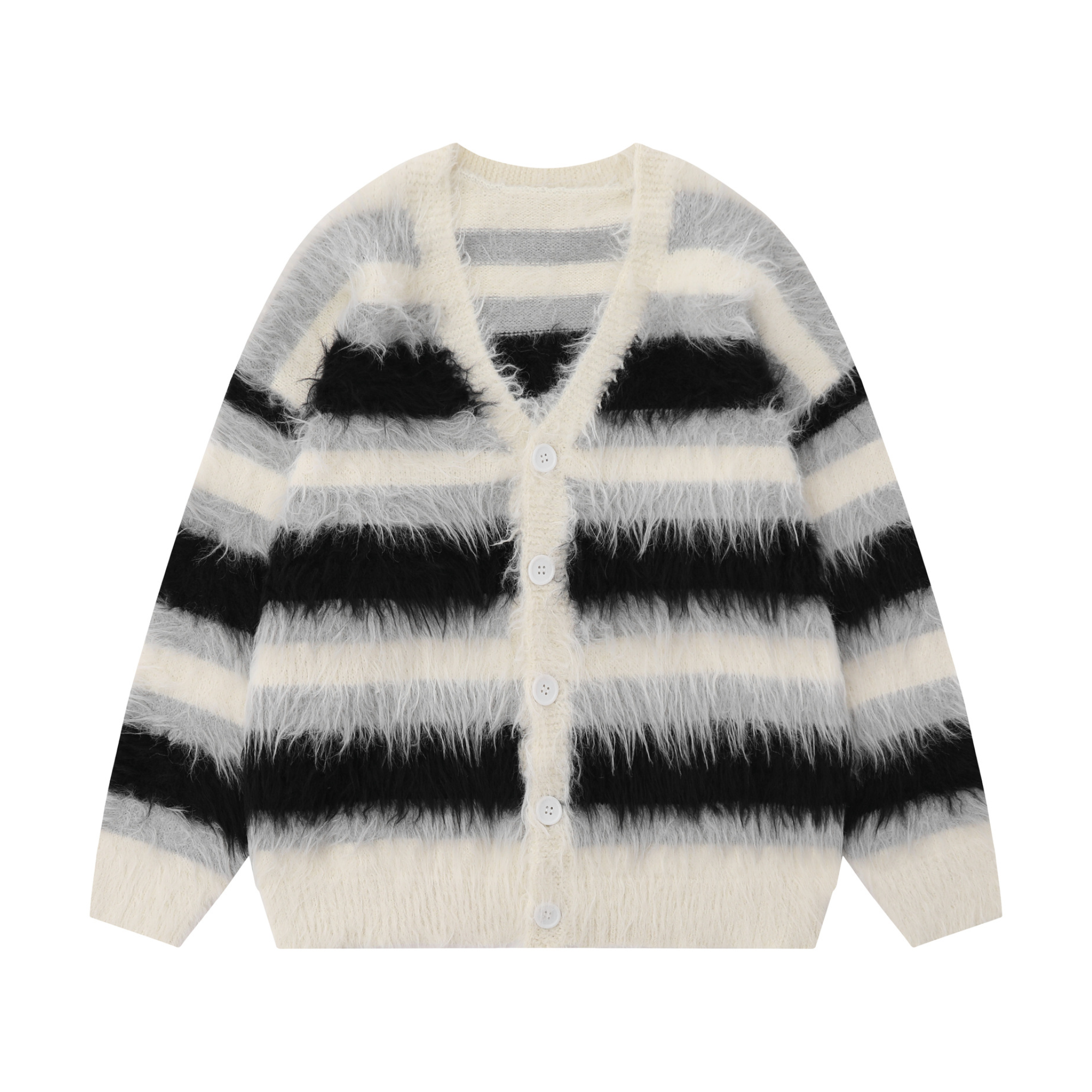 Pre Order:  Furry Striped Knitted Cardigan