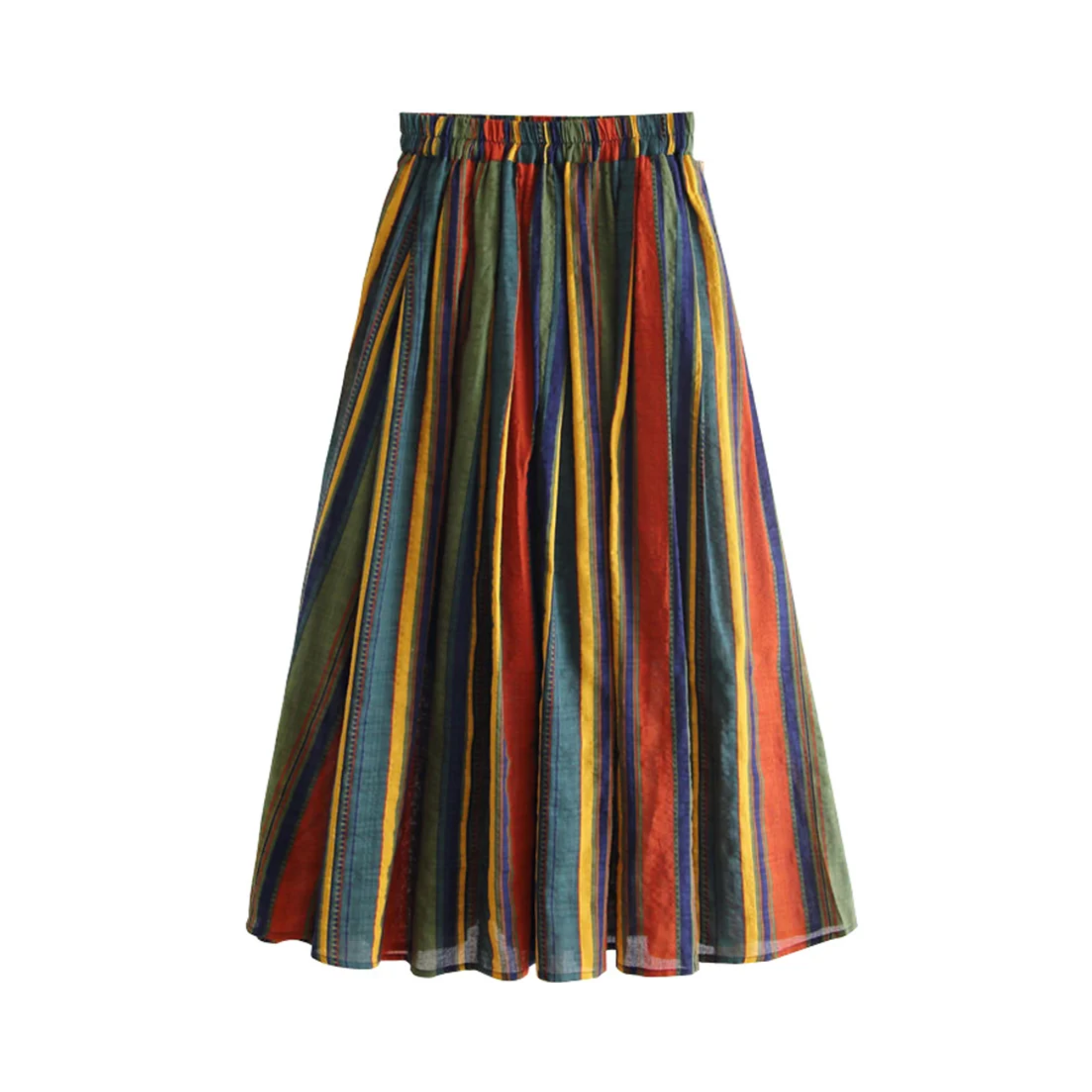 Multicolor Vertical Stipes Midi Skirt