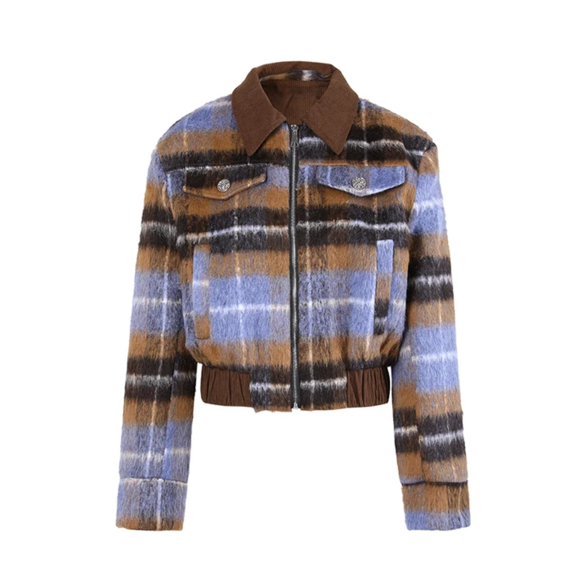 Pre Order:  Plaid Zip-Up Short Jacket