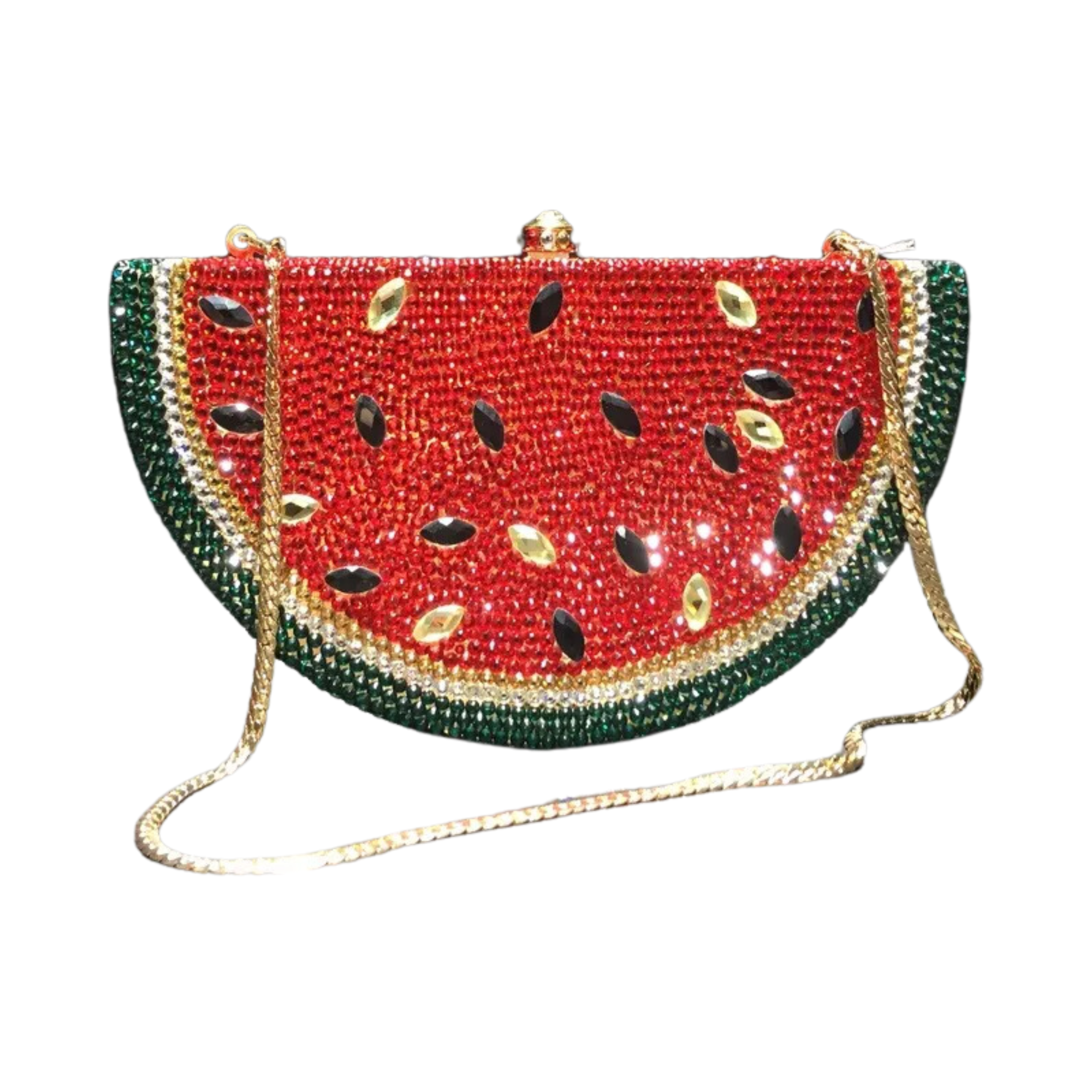 Pre Order:  Watermelon Slice Rhinestones Metal Handbag