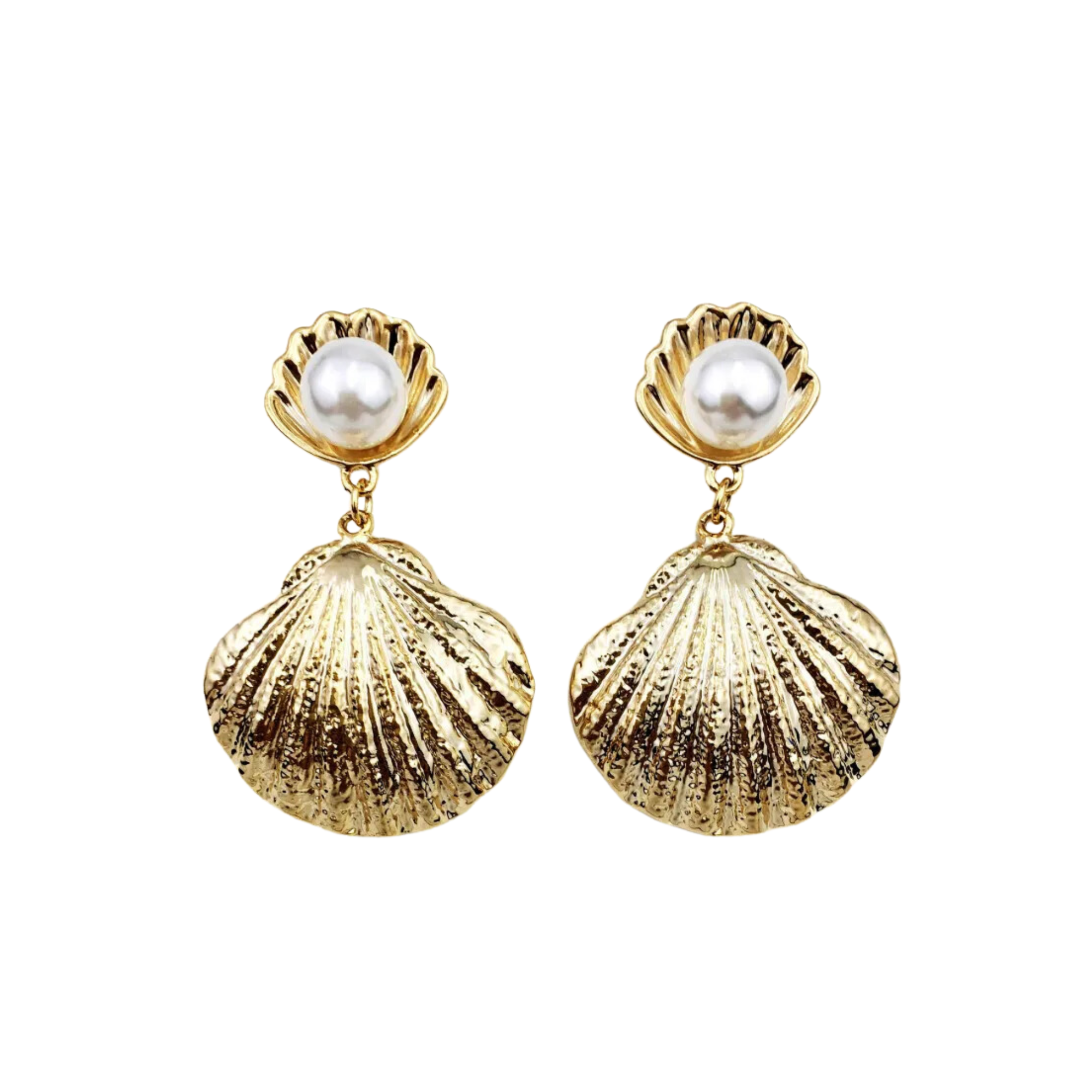 Pre Order:  Shell Faux Pearl Drop Earrings