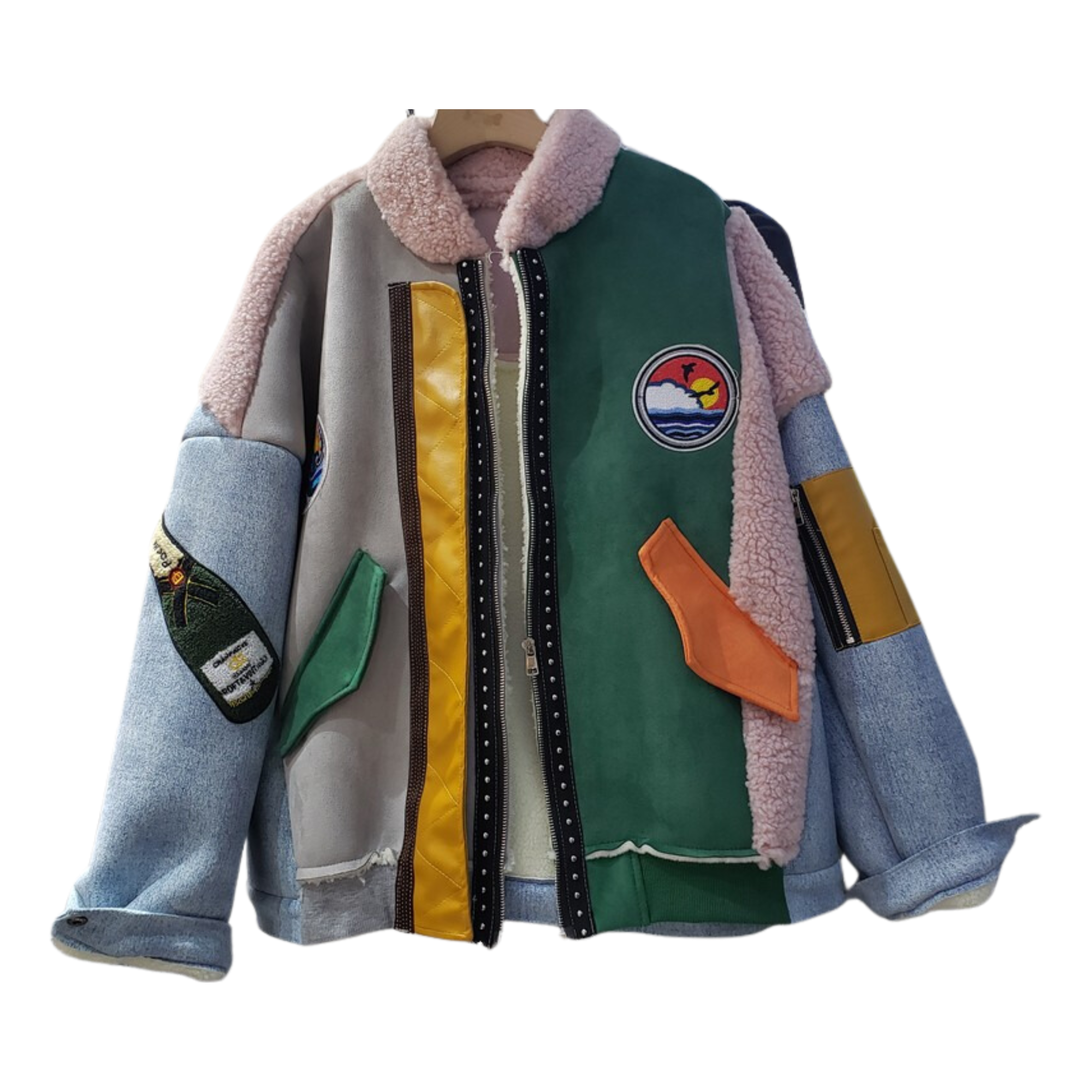 Pre Order:  Multicolor Fun Patches Spliced Jacket