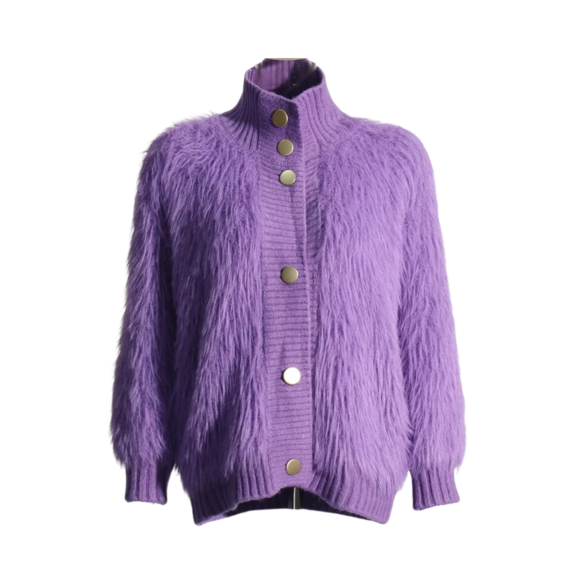 Pre Order:  Furry Stand Collar Knit Jacket