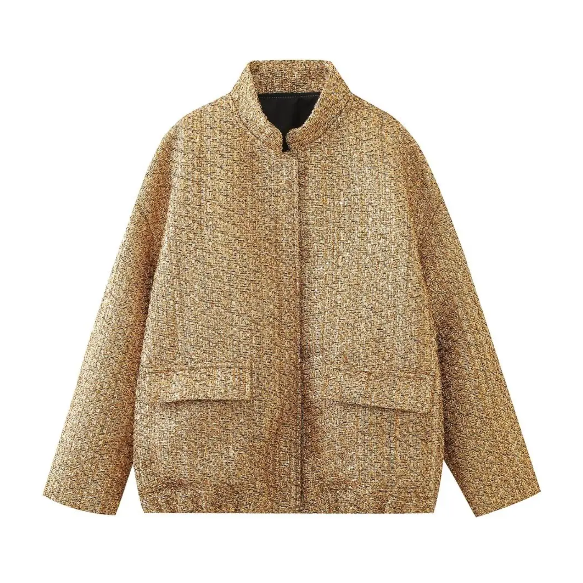 Pre Order:  Gold Sequined Snap Buttons Jacket