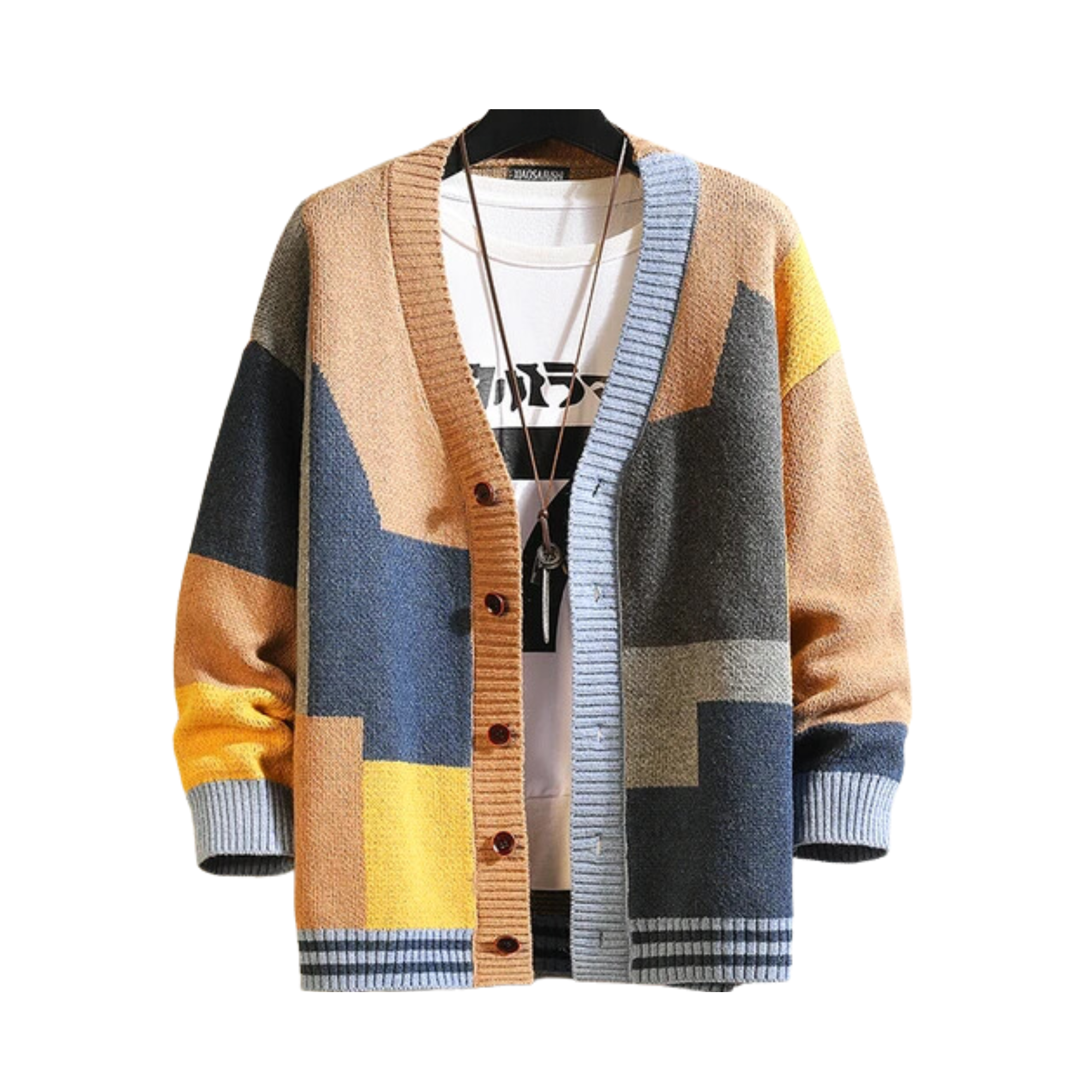 Pre Order:  Multicolor Grids Knitted Cardigan