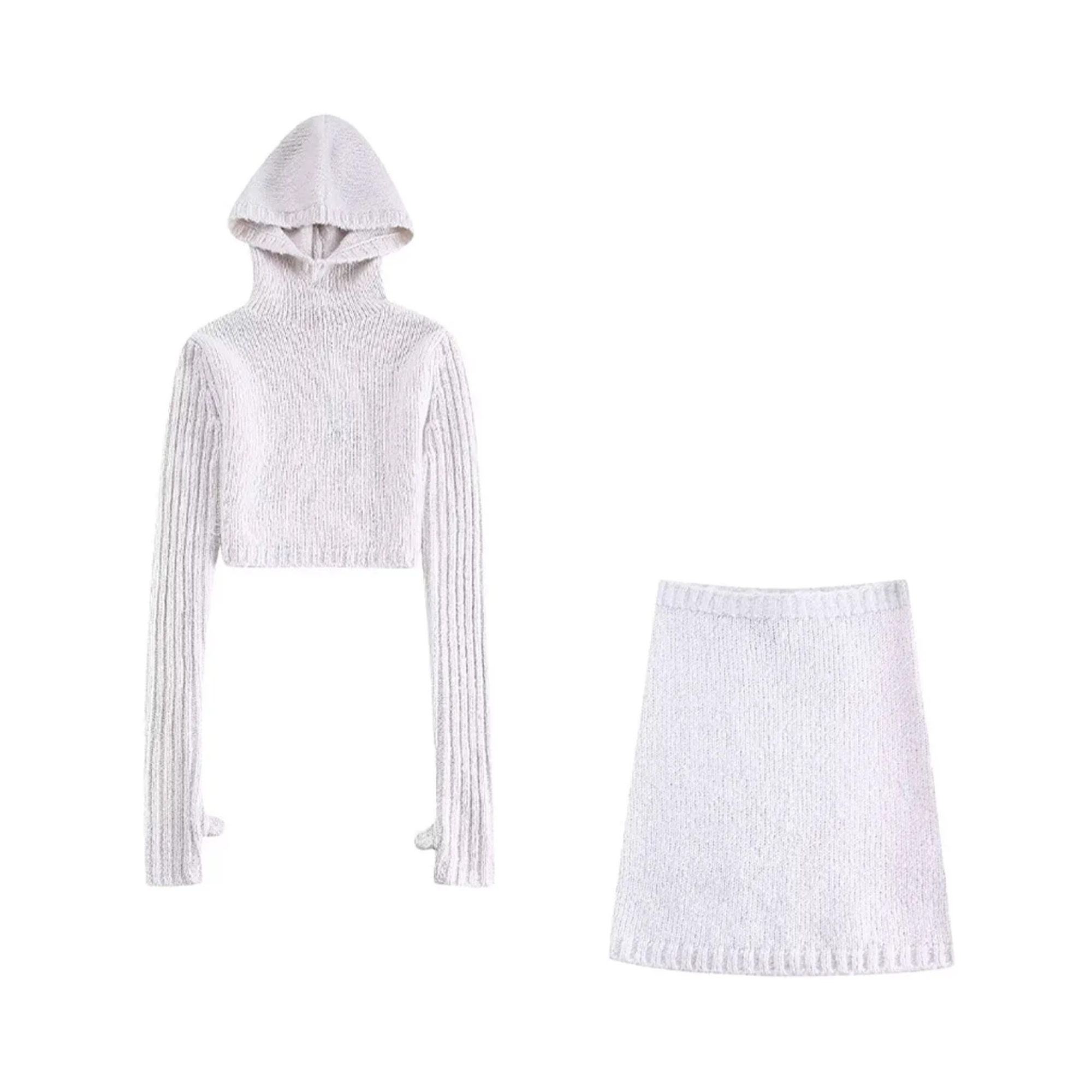 Pre Order:  Hooded Sweater Mini Skirt Set