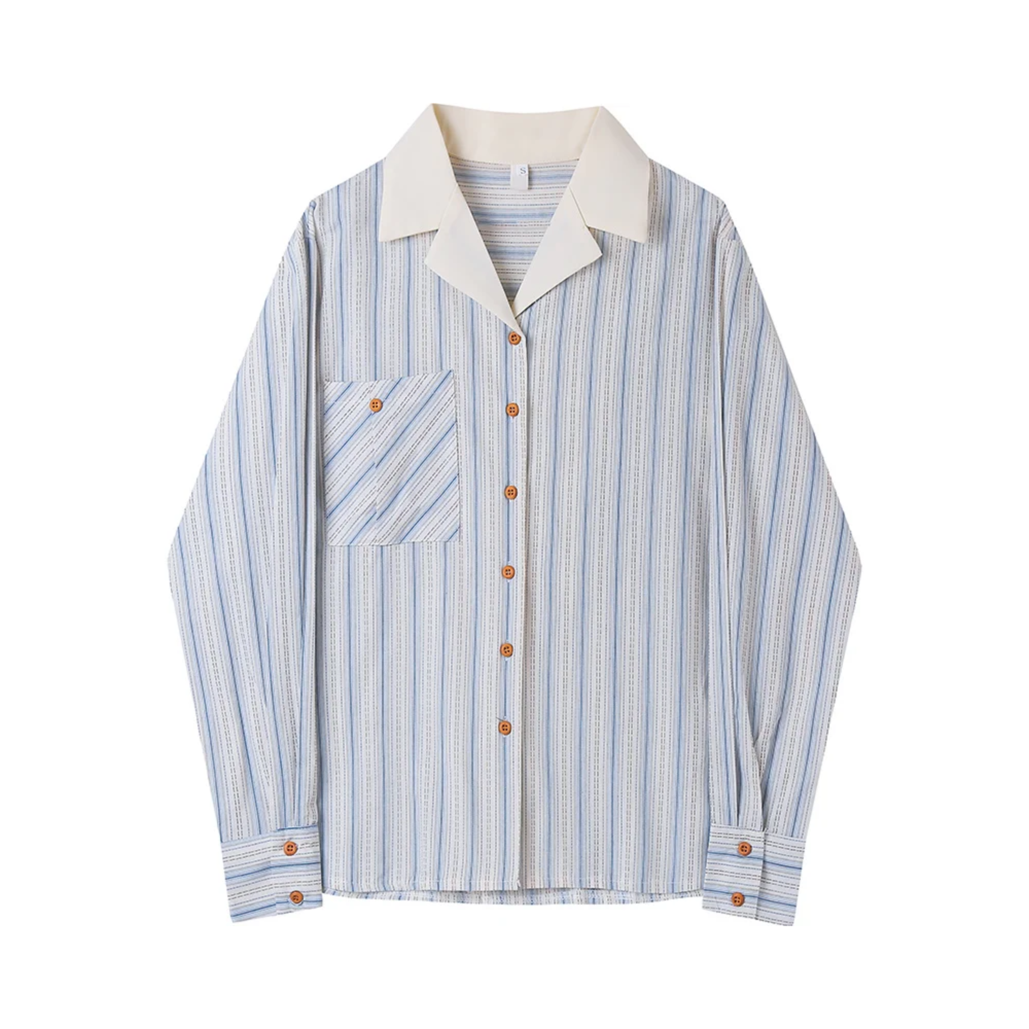 Notched Collar Stripes Shirt