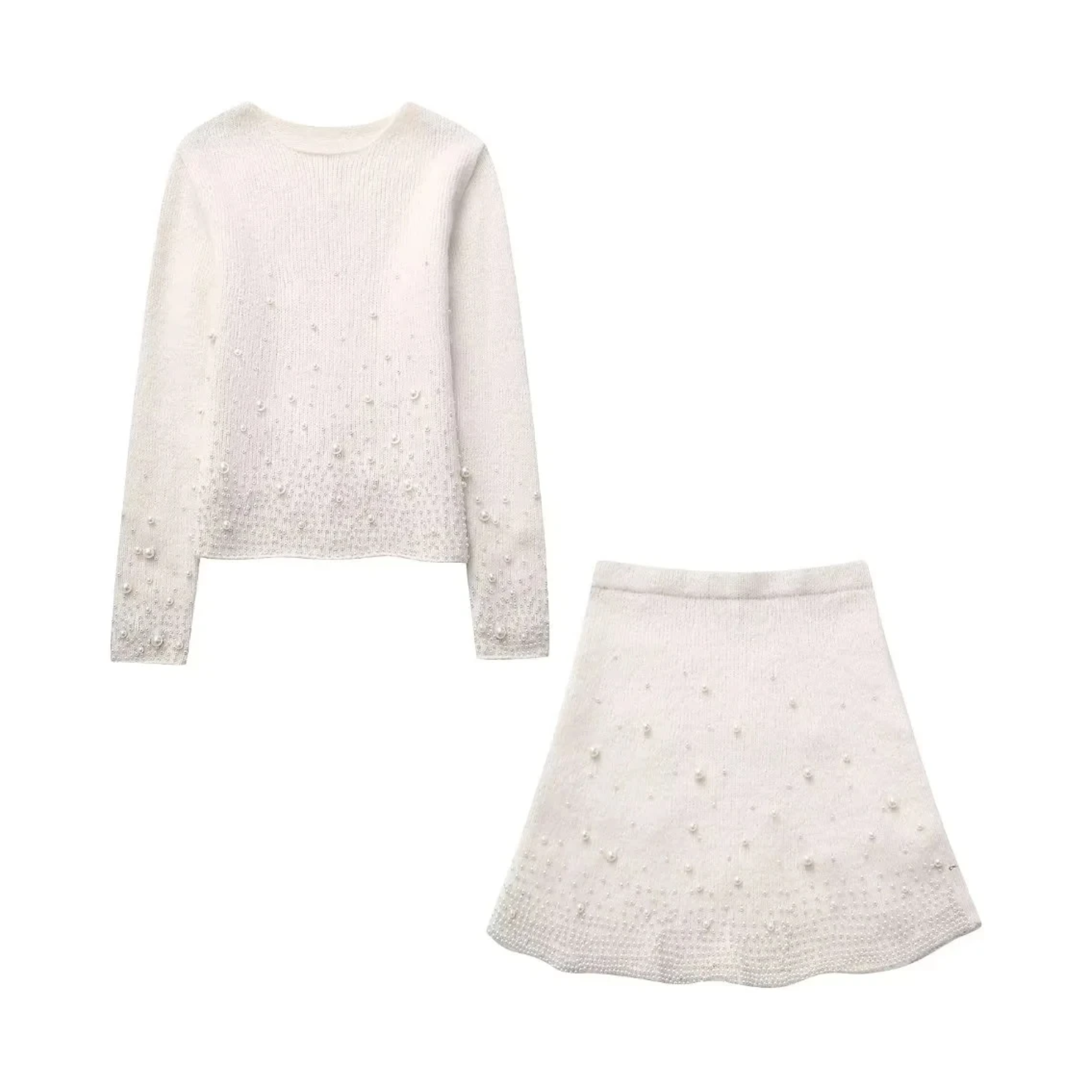 Pre Order:  Pearly Sweater+Mini Skirt Knitted Set