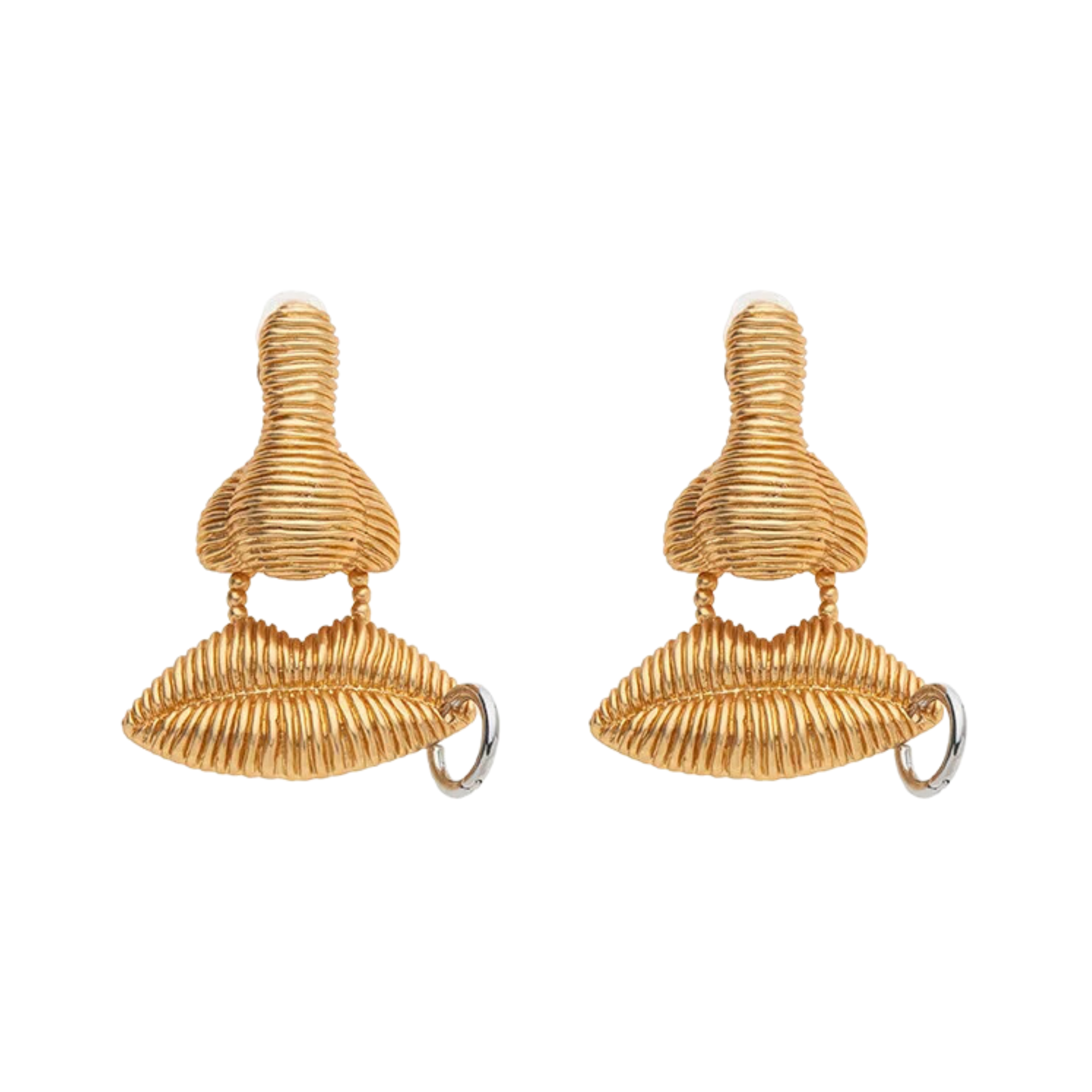 Pre Order:  Nose Lips Large Brass Earrings